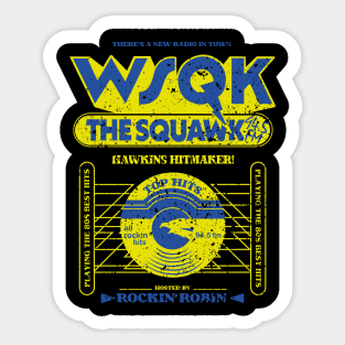 STRANGER THINGS 5: WSQK THE SQUAWK 94.5 (BLACK & GRUNGE) Sticker